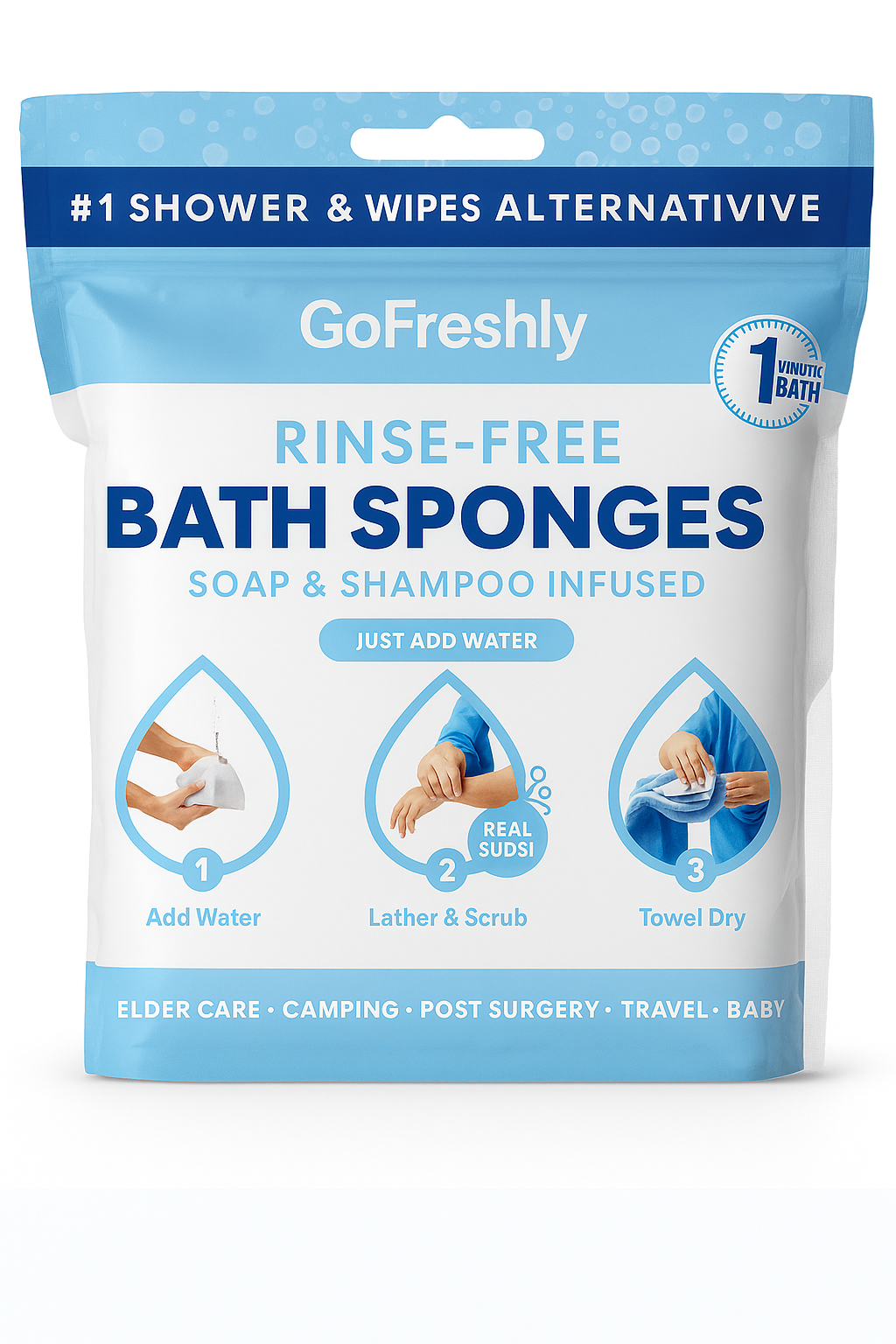 Gofreshly™️25Pcs Disposable Rinse Free Bathing Wipes